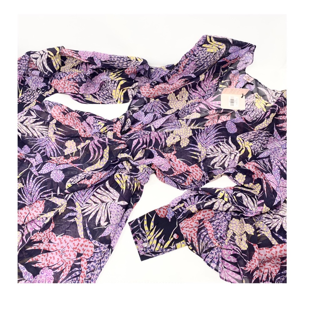 🛑 SOLD 🛑 New! Rare AGENT PROVOCATEUR Riva Palm Leaf Silk Kimono Cover-Up - Picture 12 of 13